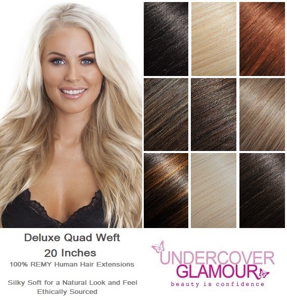Quad weft human hair extensions