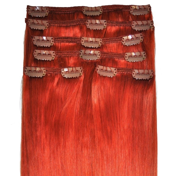 Clip in Hair Extensions - Copper Ginger #350 - Orange Red