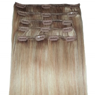 #18/22 Hollywood Blonde Highlights - Clip in Hair Extensions - Full Head