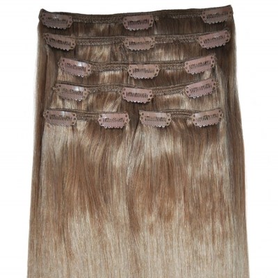 #8 Light Brunette - Clip in Hair Extensions - Full Head